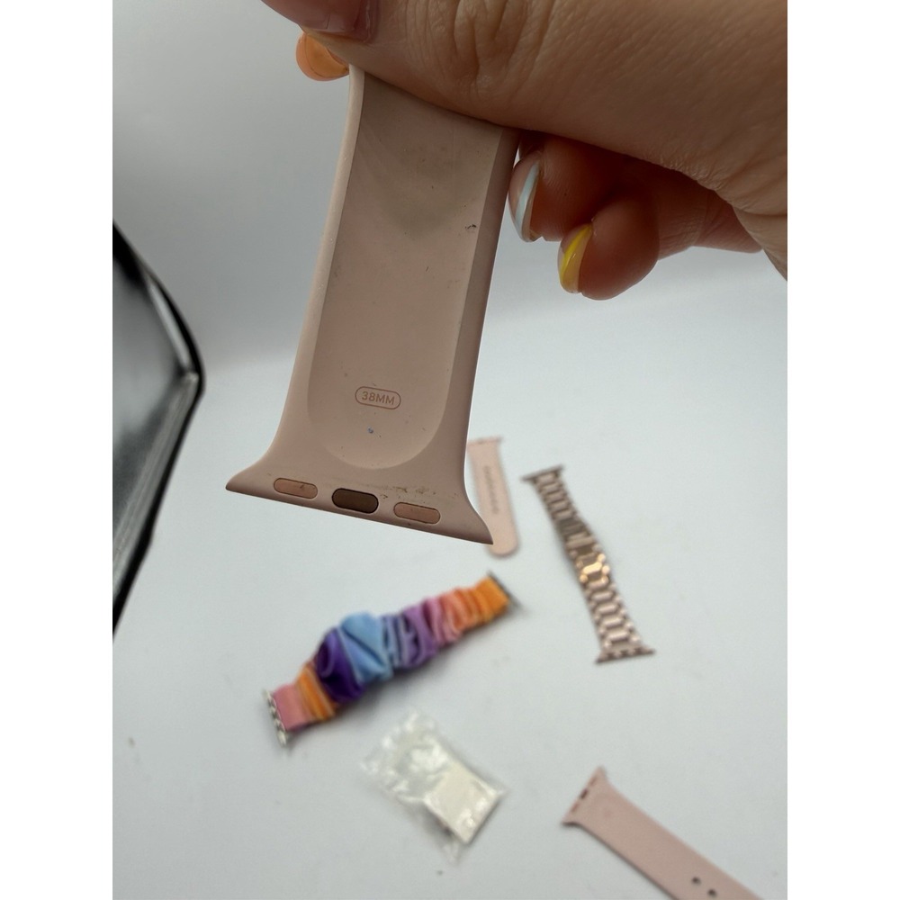 Lot Of Apple Watch Bands, Variety, Rose Gold Steel, Scrunchie, & Plastic & LINKS - Picture 12 of 13
